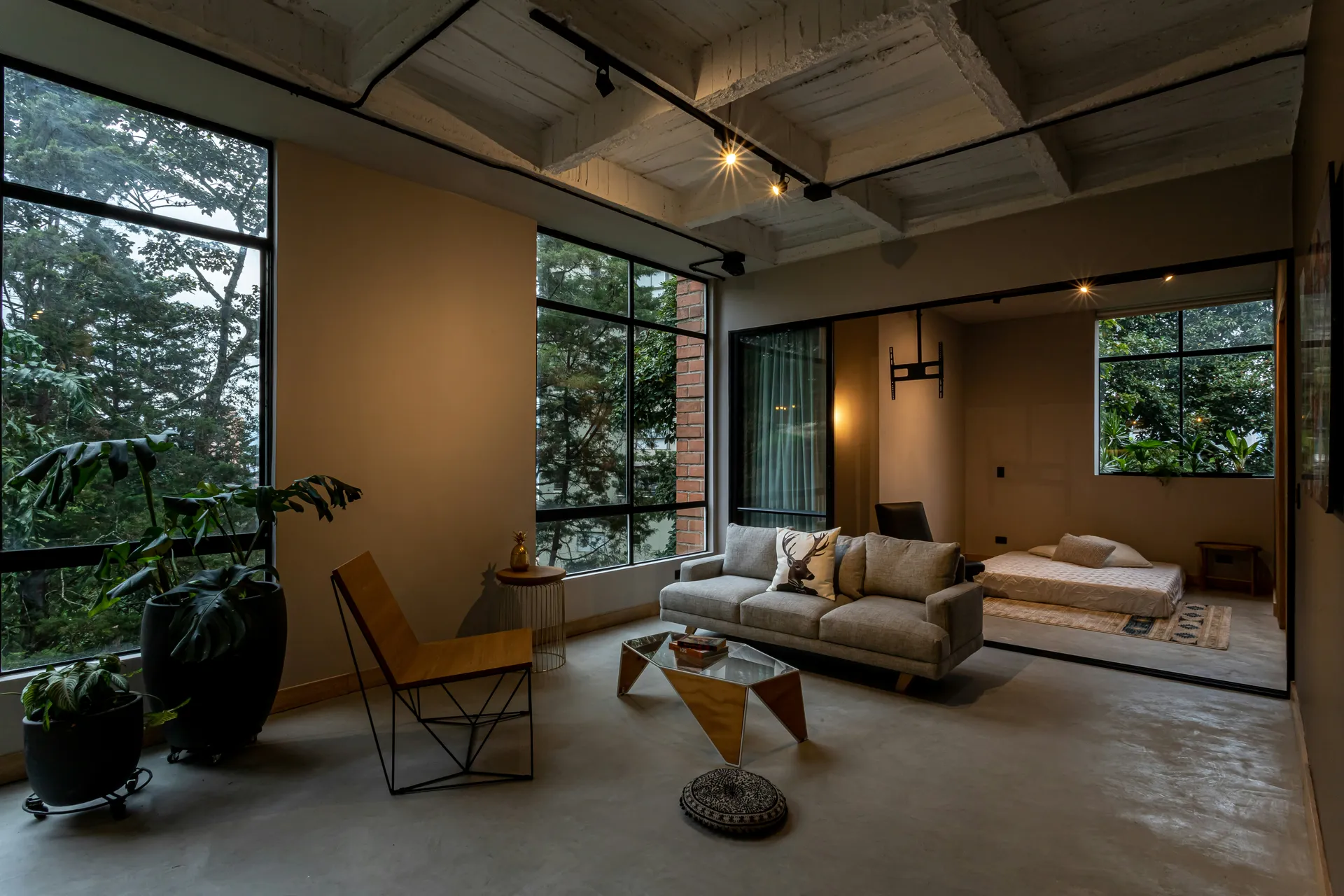 Luxury interior with chandelier